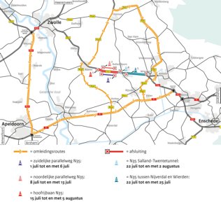Onderhoudwerkzaamheden N35 tussen Raalte en Wierden