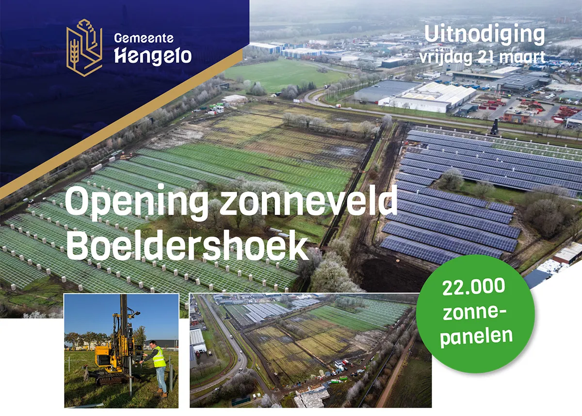 Uitnodiging opening zonneveld Boeldershoek vrijdag 21 maart