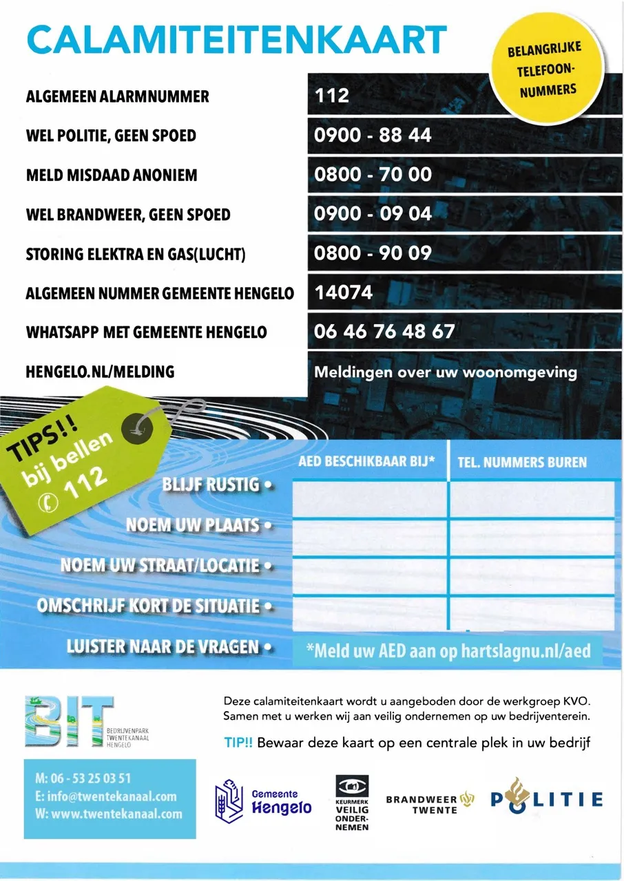 Bedrijvenpark Twentekanaal Hengelo calamiteitenkaart